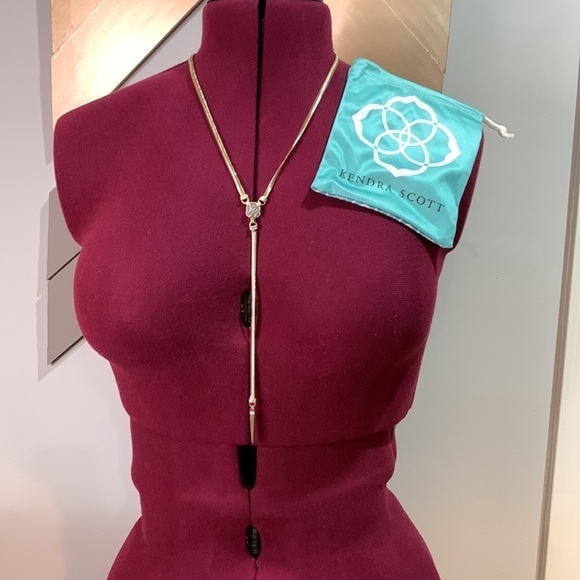 Kendra Scott Starla Long Y Necklace Drusy & Gold - Picture 3 of 8